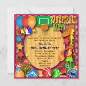 Kinderverjaardagsuitnodiging 031: Basketbal Kaart (Voorkant)