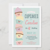 Kinderverjaardagsuitnodiging *Cupcake Party* Paste Kaart (Voorkant)