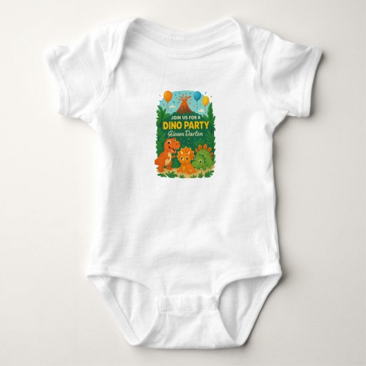 Kinderverjaardagsuitnodiging – Cute Dinosaur Party Romper (Voorkant)