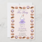 Kinderverjaardagsuitnodiging met donuts en bunny kaart (Voorkant)