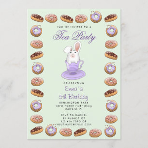 Kinderverjaardagsuitnodiging met donuts en bunny kaart
