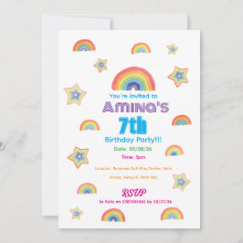 Kinderverjaardagsuitnodiging met Regenboog Magie Kaart