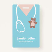 Kinderverpleegkundige Blue Teddy Bear Scrubs Badge (Achterkant)