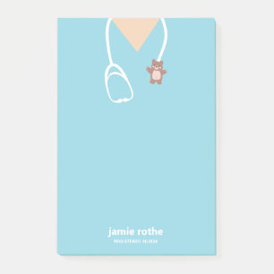 Kinderverpleegkundige Blue Teddy Bear Scrubs Post-it® Notes