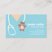 Kinderverpleegkundige Blue Teddy Bear Scrubs Visitekaartje (Voorkant)