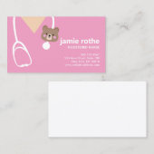 Kinderverpleegkundige Pink Scrubs Teddybear Visitekaartje (Voorkant / Achterkant)