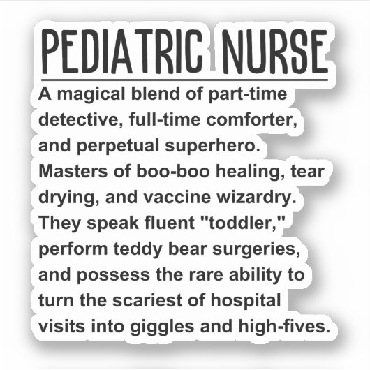 Kinderverpleegkundige Sticker (Voorkant)