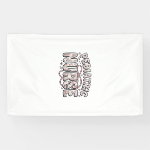 Kinderverpleegster Bloemig Vintage Graveergontwerp Spandoek