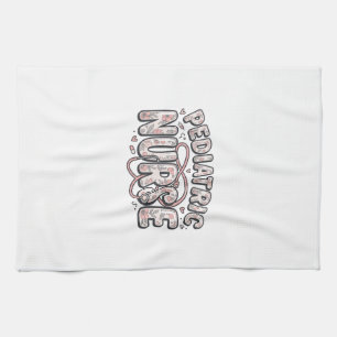 Kinderverpleegster Bloemig Vintage Gravure Ontwerp Theedoek