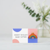 Kinderverzorger Babysitter Colorful Funky Cool Visitekaartje (Staand voorkant)