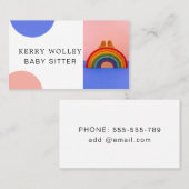 Kinderverzorger Babysitter Colorful Funky Cool Visitekaartje (Voorkant / Achterkant)