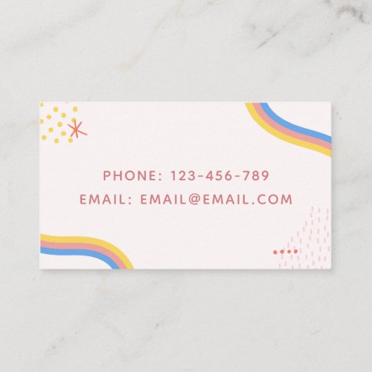 Kinderverzorger Babysitter Colorful Funky Cool Visitekaartje (Achterkant)