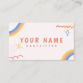 Kinderverzorger Babysitter Colorful Funky Cool Visitekaartje (Voorkant)