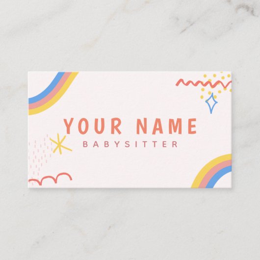 Kinderverzorger Babysitter Colorful Funky Cool Visitekaartje (Voorkant)