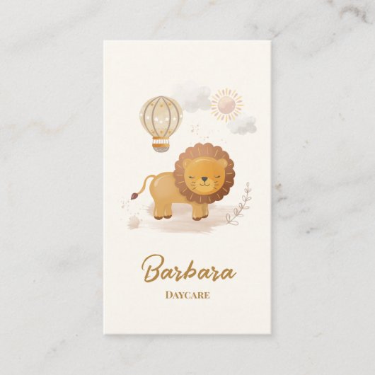 Kinderverzorger Babysitter Daycare Lion QR CODE Visitekaartje (Voorkant)