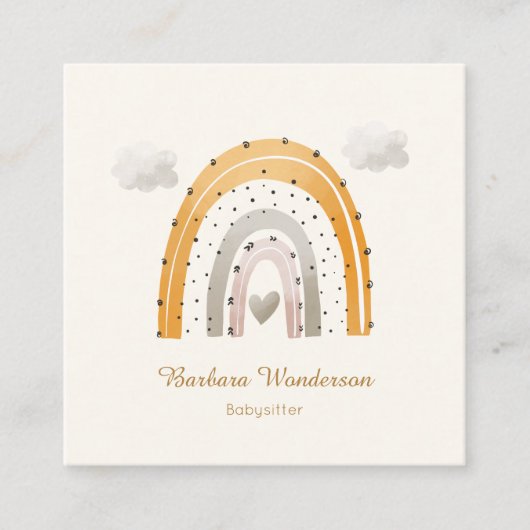 Kinderverzorger Babysitter Daycare Rainbow QR Vierkante Visitekaartje (Voorkant)