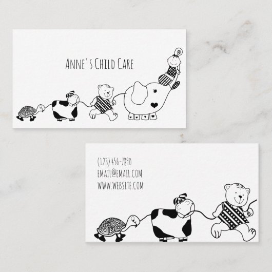 Kinderverzorging bij baby'sitter visitekaartje (Voorkant / Achterkant)