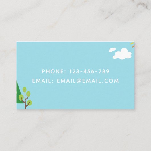 Kinderverzorging kinderverzorger Babysitter - Zonn Visitekaartje (Achterkant)