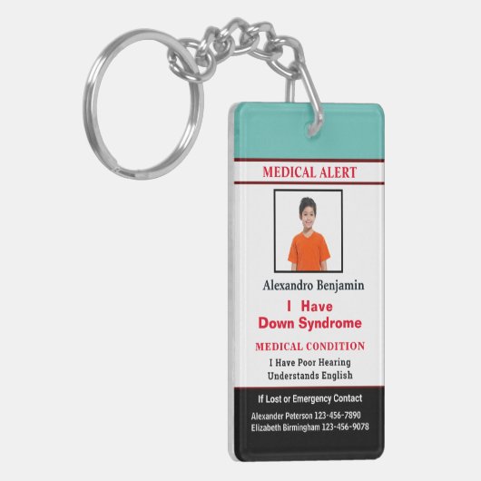 Kindervolwassene - Medische waarschuwingskaart Sleutelhanger (Voorkant Links)