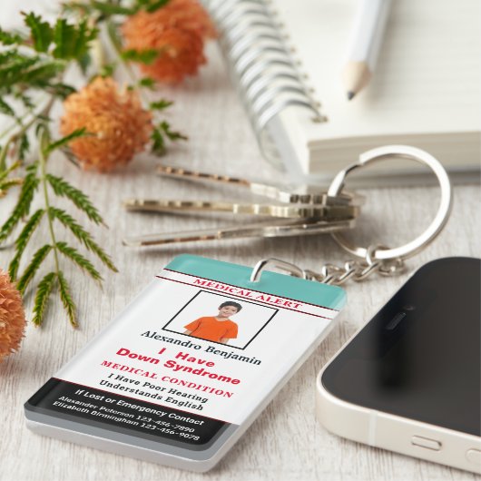 Kindervolwassene - Medische waarschuwingskaart Sleutelhanger (Voorkant Rechts)