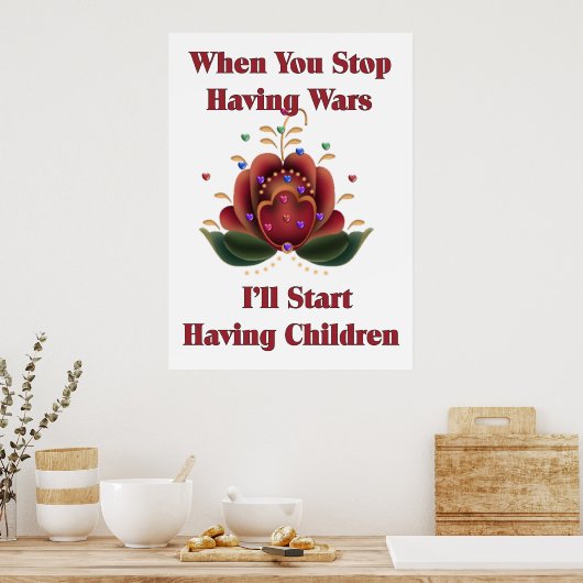 Kindervrije Pacifiste Poster (Keuken)