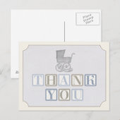  kinderwagen bedankkaart, baby vervoersbewijs briefkaart (Voorkant / Achterkant)