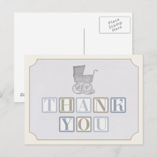  kinderwagen bedankkaart, baby vervoersbewijs briefkaart (Voorkant / Achterkant)