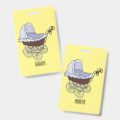 Kinderwagen cartoon illustratie  badge (Voor- en achterkant)