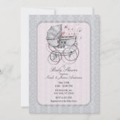  kinderwagen White Lace Roze Baby shower Kaart (Voorkant)