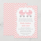 Kinderwagens Twin Girl Baby Shower Uitnodigingen (Voorkant / Achterkant)