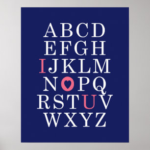 kinderwandkunst alfabet roze meisje poster