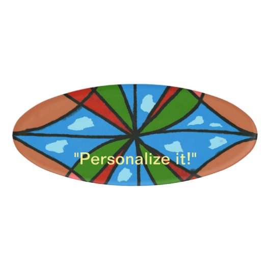 Kinderwindmolen met rode en groene blades naambadge (Voorkant)