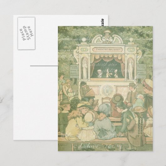 kinderwinkelboek Puppet Show Collage Briefkaart (Voorkant / Achterkant)