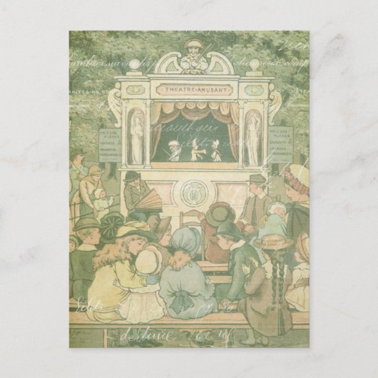  kinderwinkelboek Puppet Show Collage Briefkaart (Voorkant)