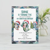 Kinderzeemeermin 5e kerstverjaardagsuitnodiging kaart (Staand voorkant)
