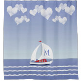 Kinderzeilboot douchegordijn met monogram (Voorkant)