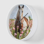 Kinderzimmer Wanduhr weiß mit Pferdemotiv - Pferd (Hoek)