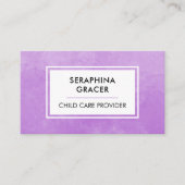 Kinderzorgverlener Babysitting Paarse Waterverf Visitekaartje (Voorkant)