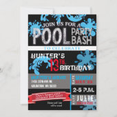 Kinderzwembad Party Bash Verjaardag Uitnodiging (Voorkant)