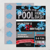 Kinderzwembad Party Bash Verjaardag Uitnodiging (Voorkant / Achterkant)