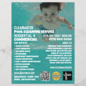 Kinderzwemportret, reiniging van zwembad flyer (Voorkant)