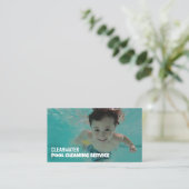 Kinderzwemportret, zwembad reiniger visitekaartje (Staand voorkant)