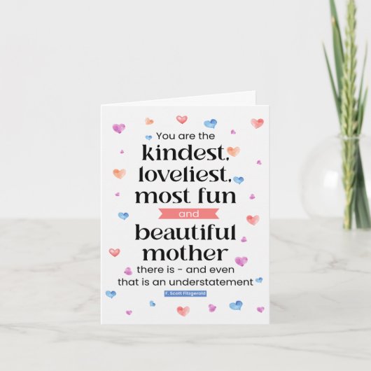 Kindest Mother Moederdag Gezegde Kaart (Voorkant)