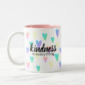 Kindheid is alles regenbooggradiënt hartroze tweekleurige koffiemok (Links)