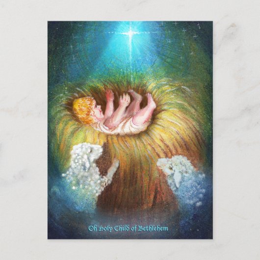 Kindje Jezus in een kribbe Feestdagenkaart (Voorkant)