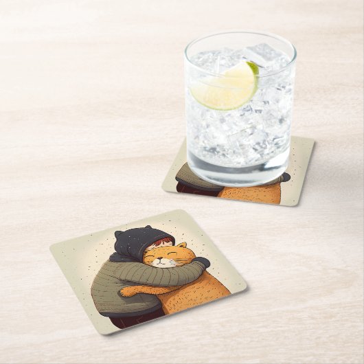 Kindjes een schattige gemberkat. Kind en grappig d Kartonnen Onderzetters (Insitu)