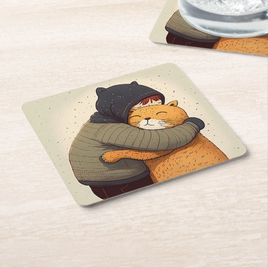 Kindjes een schattige gemberkat. Kind en grappig d Kartonnen Onderzetters (Schuin)