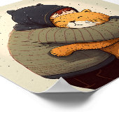 Kindjes een schattige gemberkat. Kind en grappig d Poster (Hoek)