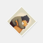 Kindjes een schattige gemberkat. Kind en grappig d Servet (Hoek)