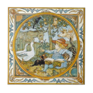 Kindlezen van dieren Walter Crane Repro Tegeltje